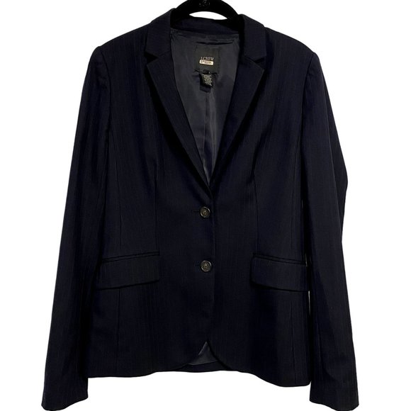 J. Crew Navy Blue Pinstripe Wool Double Button Blazer‎ Size 4T - Picture 1 of 12